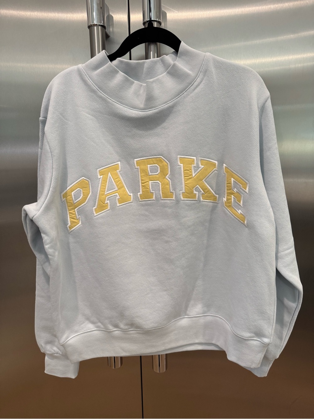 PARKE Light Blue Varsity Mockneck Sweatshirt
